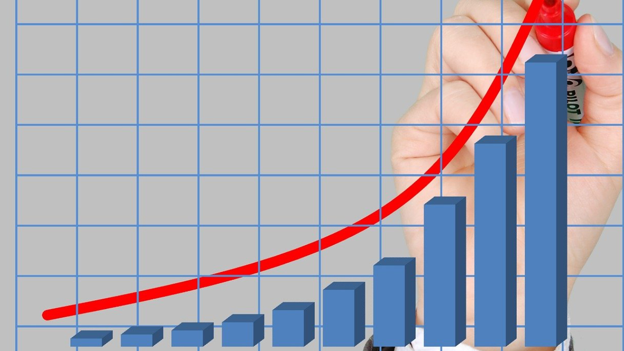 Growth chart showing success and upward trajectory.